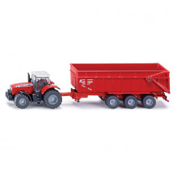 Siku - Traktor M.F,3-Axlat Släp 1:87
