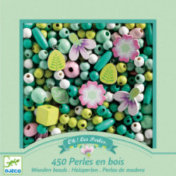Djeco - Wooden beads, Leaves and flowers