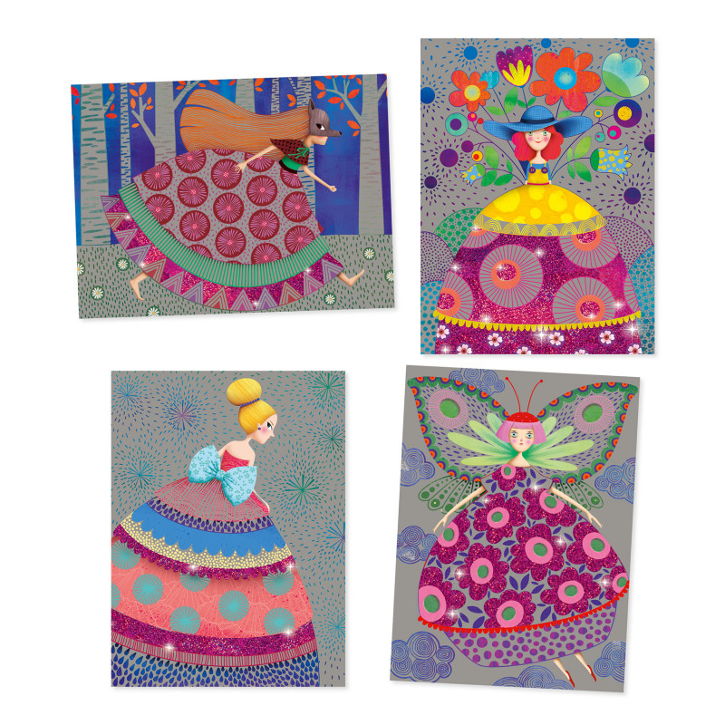 Djeco - Scratch card, The beauties ball