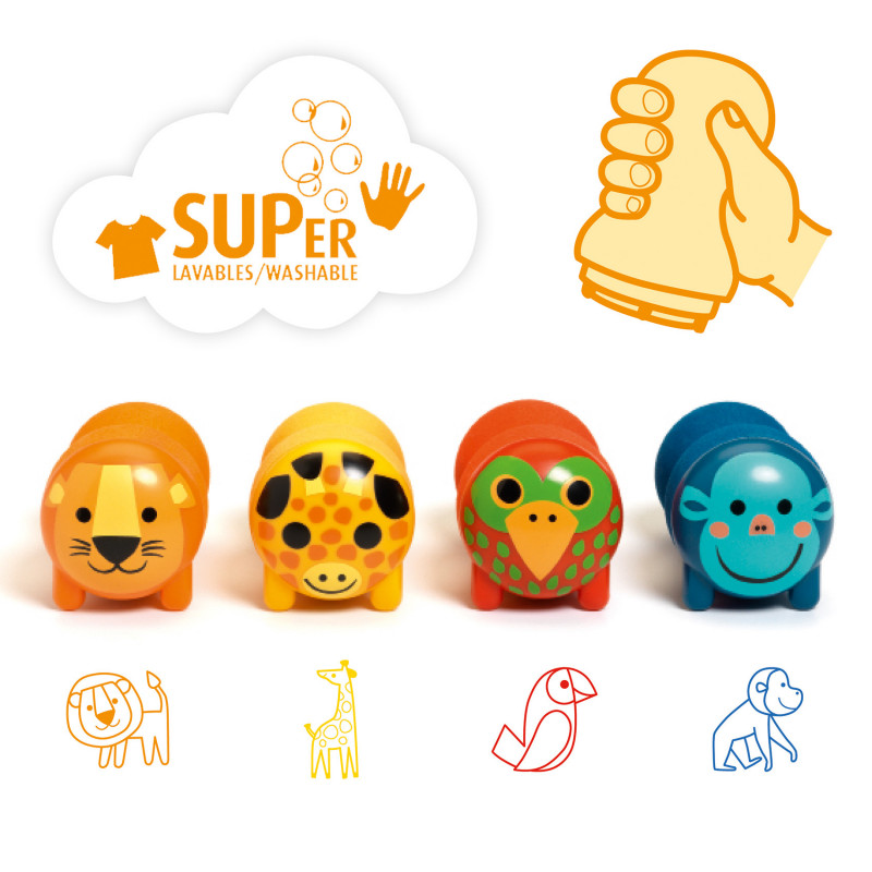 Djeco - Stamps for little ones - Safari animals