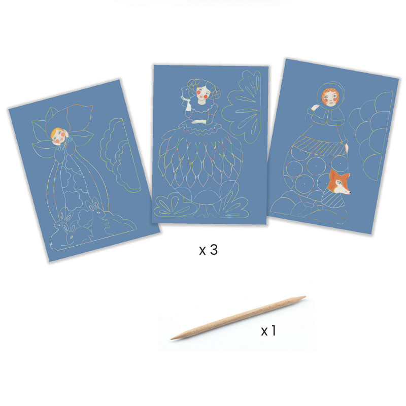 Djeco - Scratch Cards - Pretty Dresses