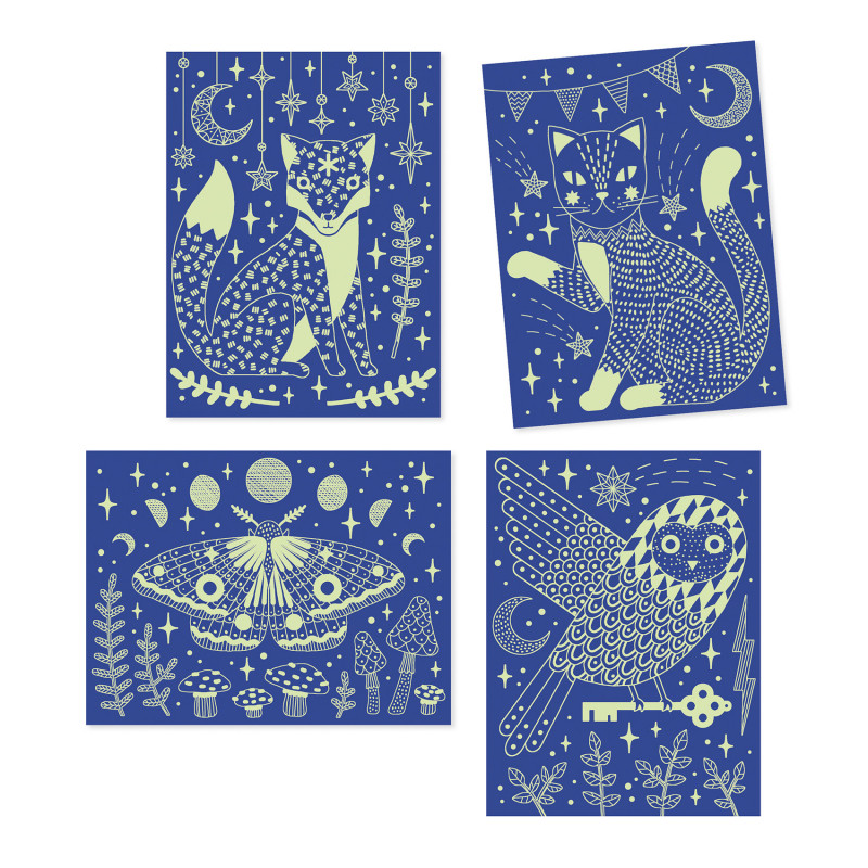 Djeco - Scratch card, At night