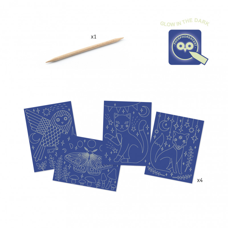 Djeco - Scratch card, At night
