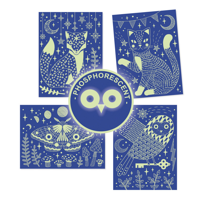 Djeco - Scratch card, At night