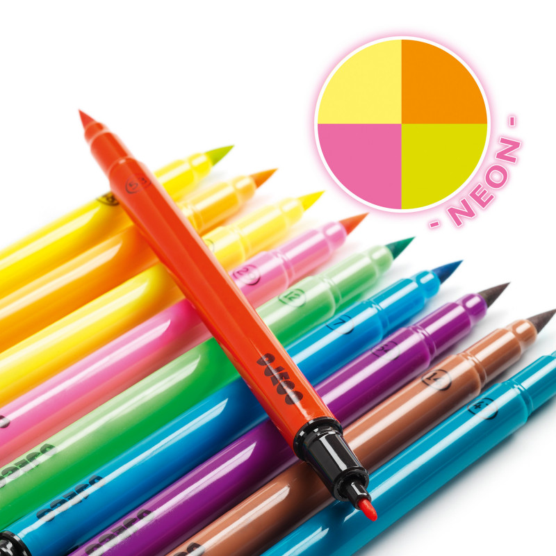 Djeco - Pop colours, 10 felt brushes