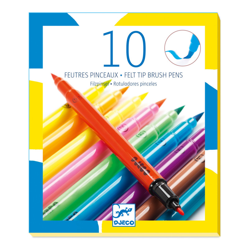 Djeco - Pop colours, 10 felt brushes