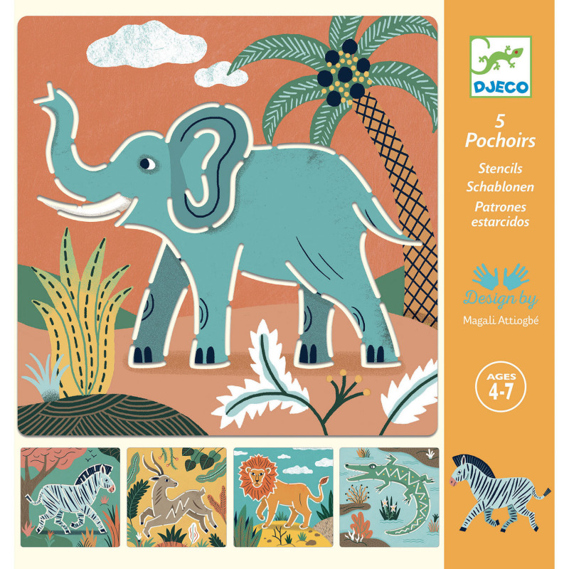 Djeco - Stencils: Wild animals