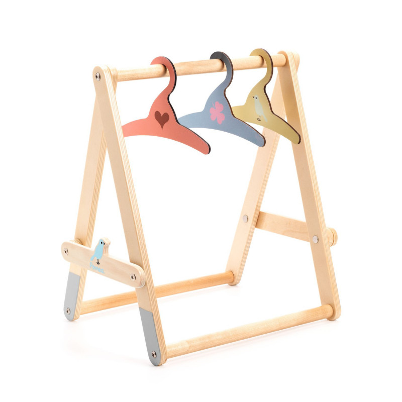 Djeco - Clothes Rack & 3 hangers
