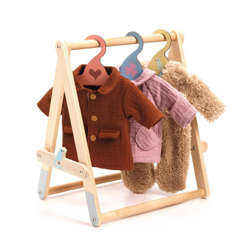 Djeco - Clothes Rack & 3 hangers