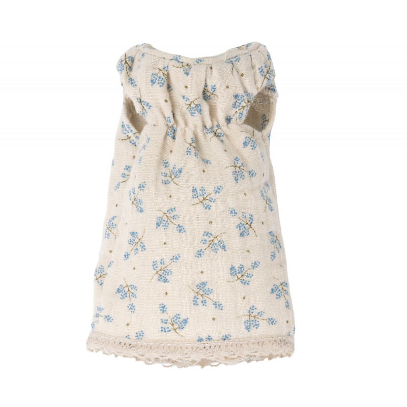 Maileg - Klänning size 1, blå blommor