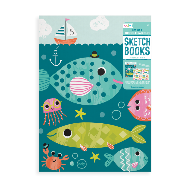 OOLY - Skissblock 2-pack - Friendly Fish