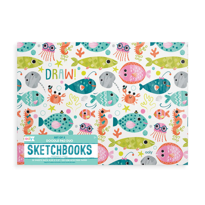 OOLY - Skissblock 2-pack - Friendly Fish
