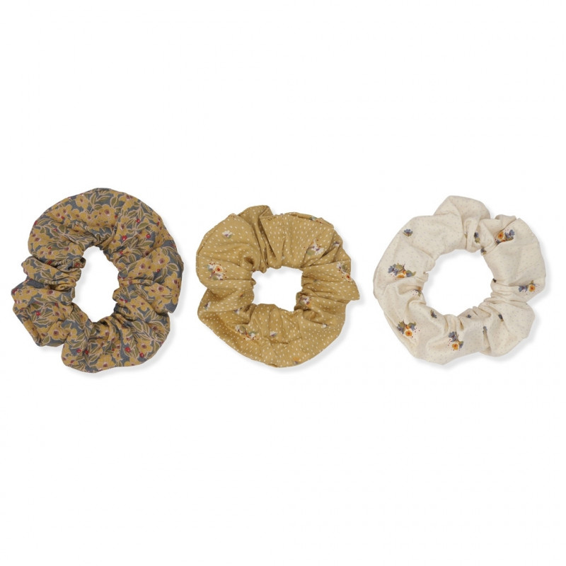 Konges slöjd - 3-pack Scrunchies Big, Flower Bouquet Dijon