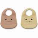 Liewood - Tilda silicone haklapp 2-pack, Mouse wheat yellow mix