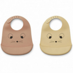 Liewood - Tilda silicone haklapp 2-pack, Mouse wheat yellow mix