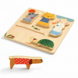 Djeco - Reliefpuzzle, Woodypets, 5 pcs
