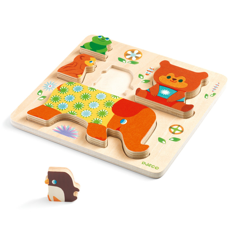 Djeco - Reliefpuzzle, Woodypile, 5 pcs