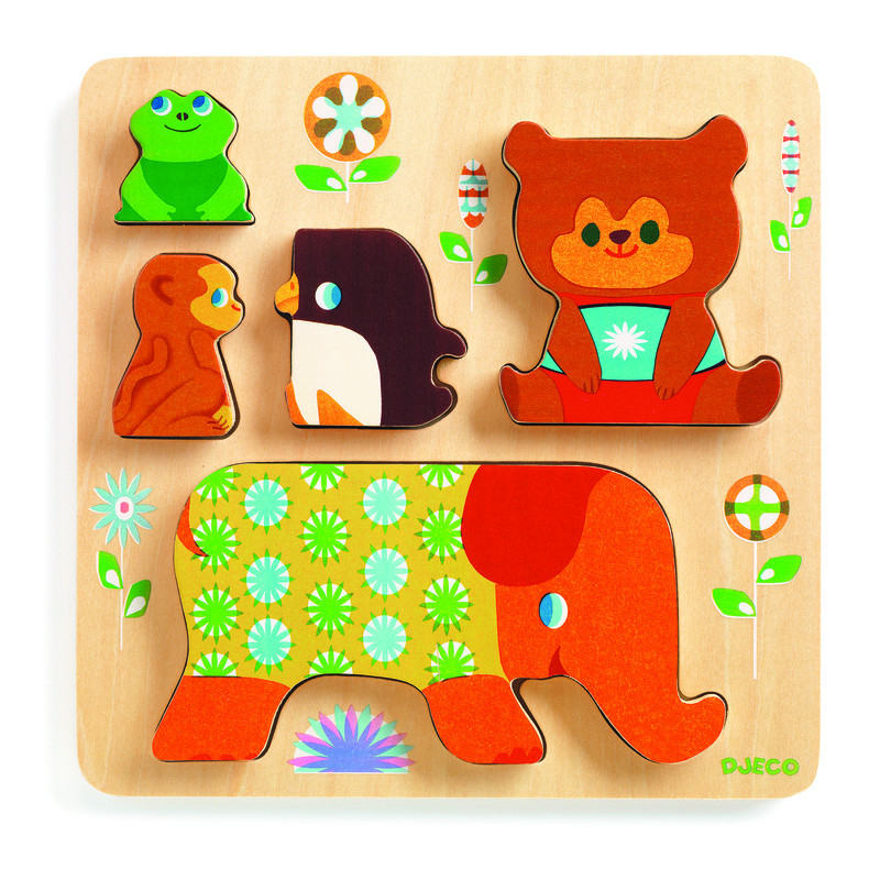 Djeco - Reliefpuzzle, Woodypile, 5 pcs