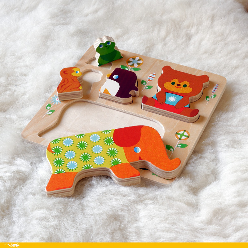 Djeco - Reliefpuzzle, Woodypile, 5 pcs