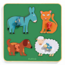 Djeco - Family Farm Puzzle, 4 pcs