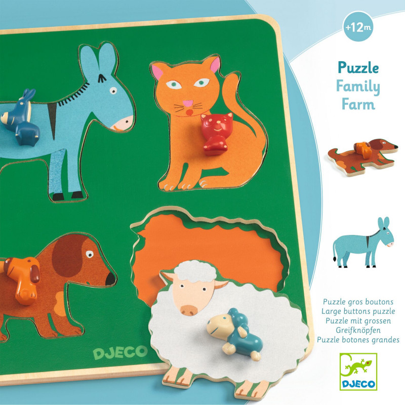 Djeco - Family Farm Puzzle, 4 pcs