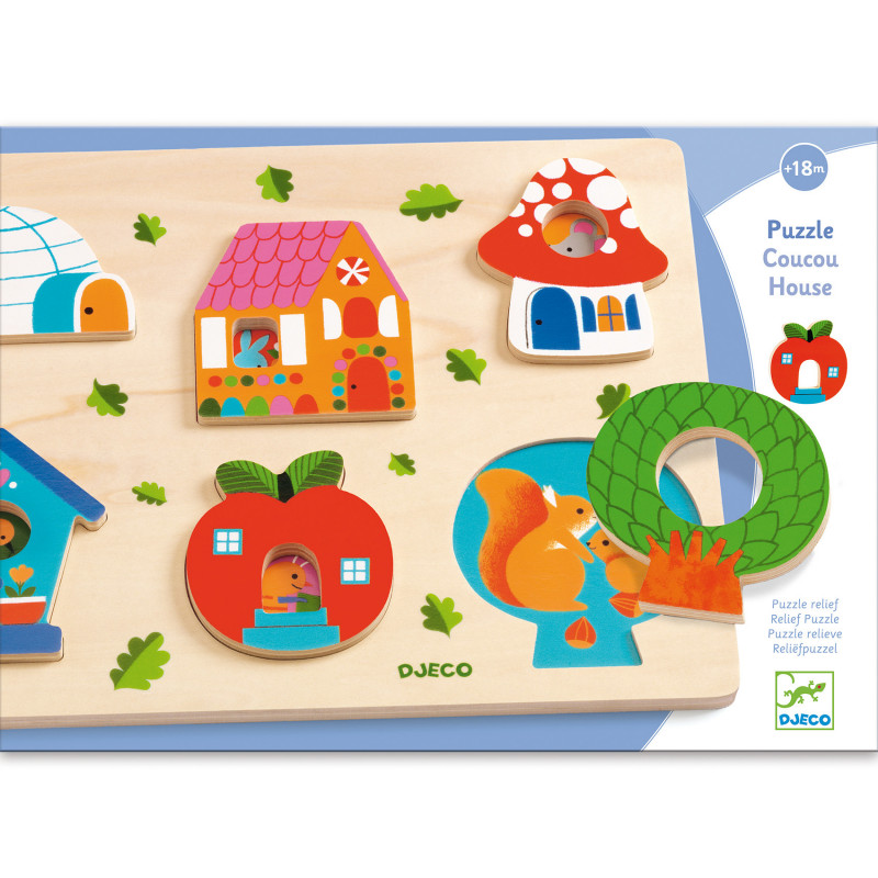 Djeco - Relief Puzzle - Coucou-House, 6 pcs