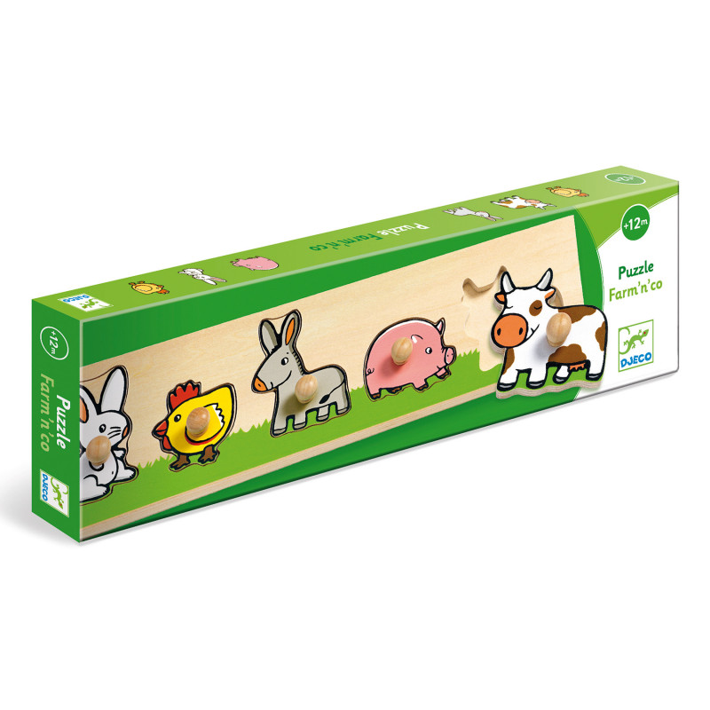 Djeco - Träpussel, Farm'n'co, 5 bitar