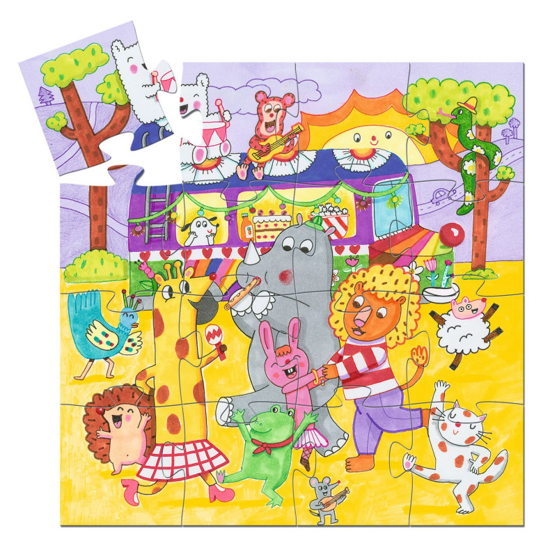 Djeco - The rainbow bus, 16 pcs