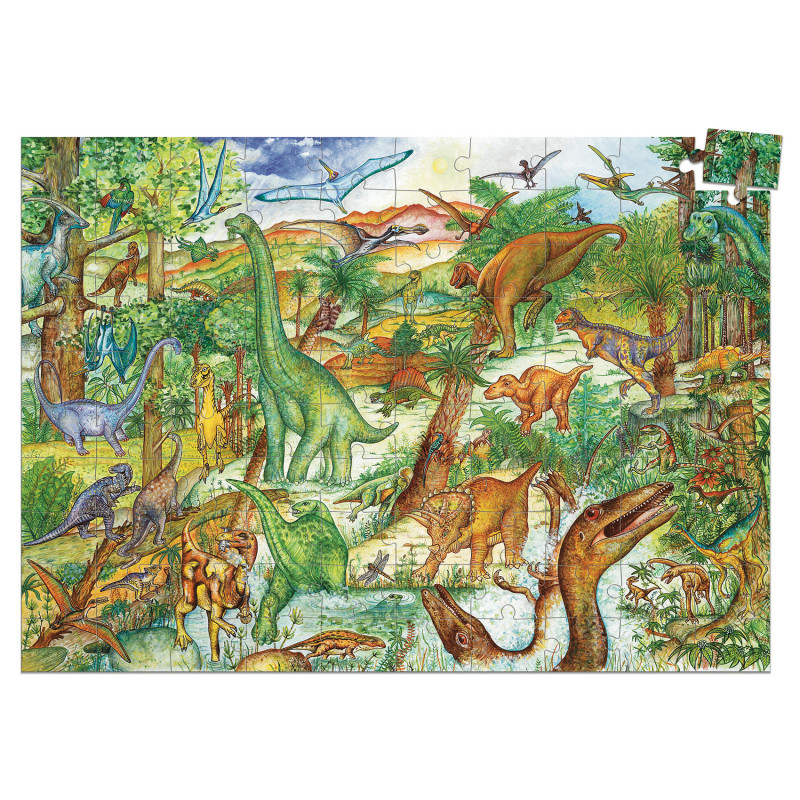Djeco - Observation puzzle, Dinosaur + booklet, 100 pcs - FSC MIX