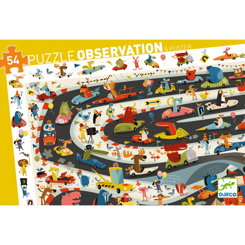 Djeco - Pussel Car Rally, 54 pcs - FSC MIX