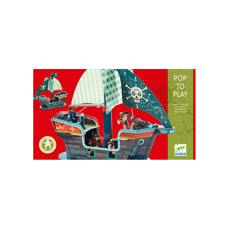 Djeco - Pop to Play, Pirate Boat 3D