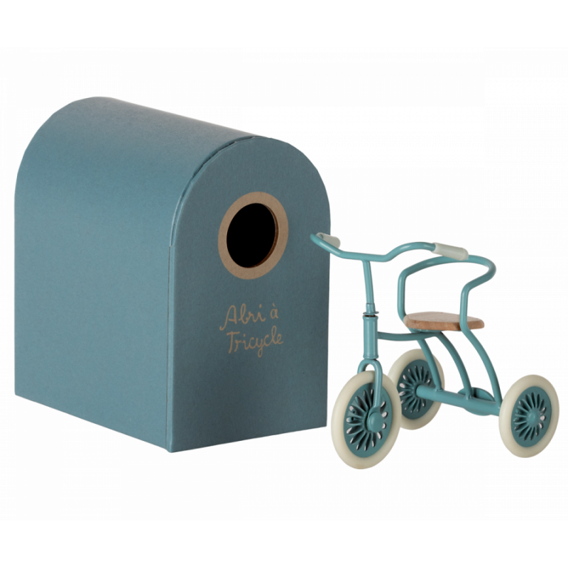 Maileg - Abri à tricycle, Mouse - Petrol blue