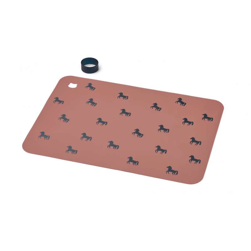 Liewood - Jude Printed Placemat, Horses / Dark rosetta
