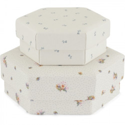 Konges slöjd - Tygklädda boxar 2-pack, Blombukett/Petit Bisou Blue