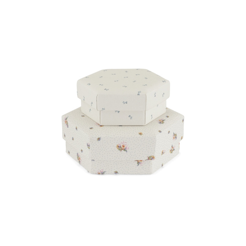 Konges slöjd - Tygklädda boxar 2-pack, Blombukett/Petit Bisou Blue