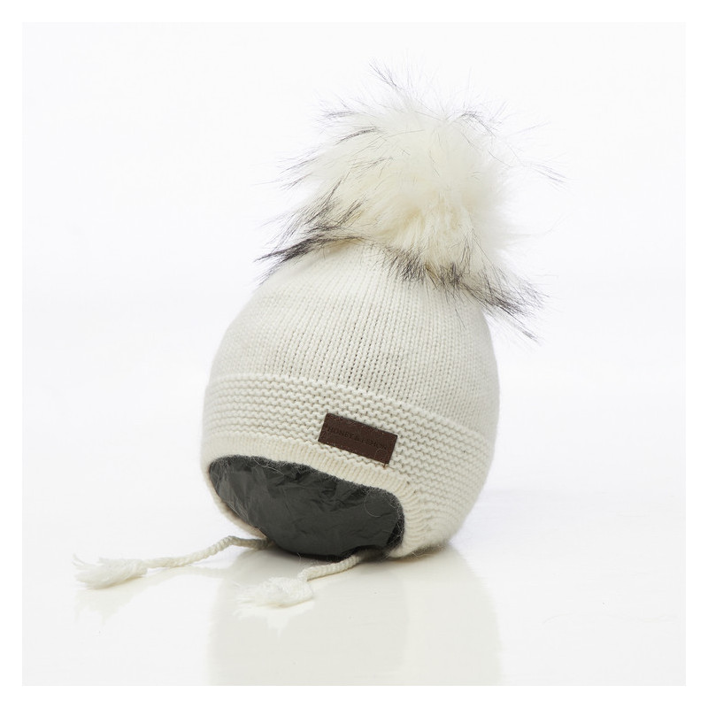 Honey and Lemon - Babymössa Bunny,  Single pompom 3-18 mån Vit