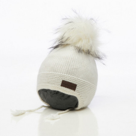 Honey and Lemon - Babymössa Bunny,  Single pompom 3-18 mån Vit