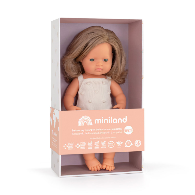 Miniland - Docka Elin med sparkdräkt, 38 cm