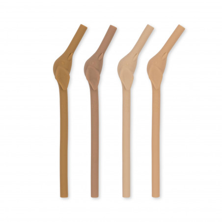 Konges slöjd - 4-pack Sugrör i silikon, Rosesand mix