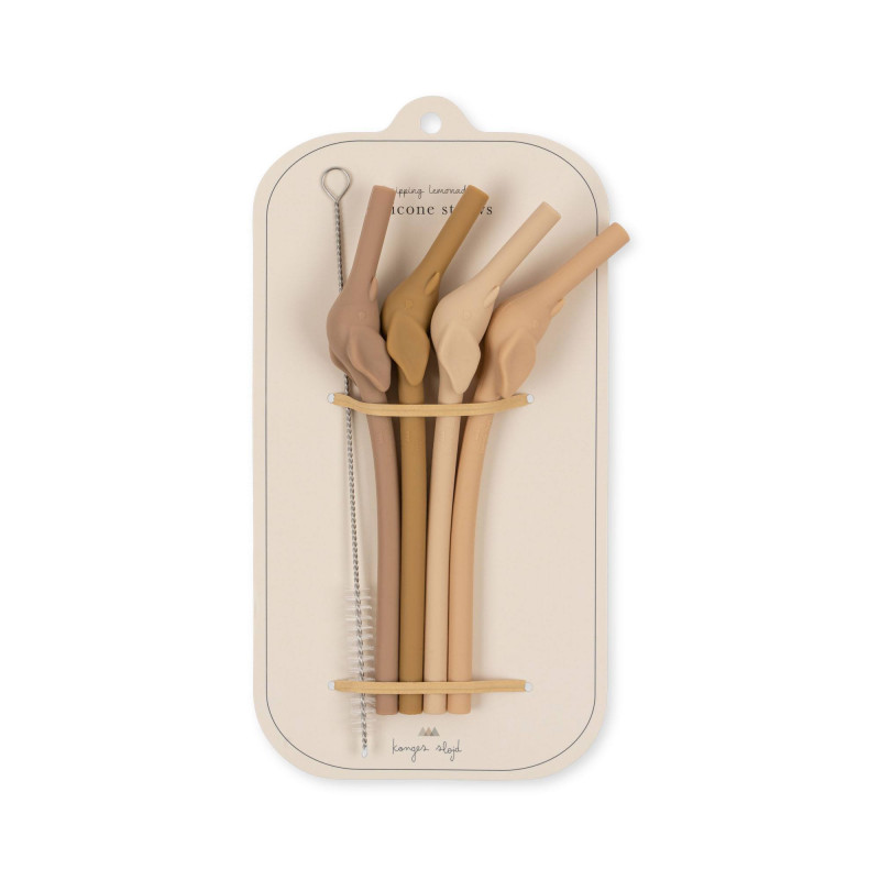 Konges slöjd - 4-pack Sugrör i silikon, Rosesand mix