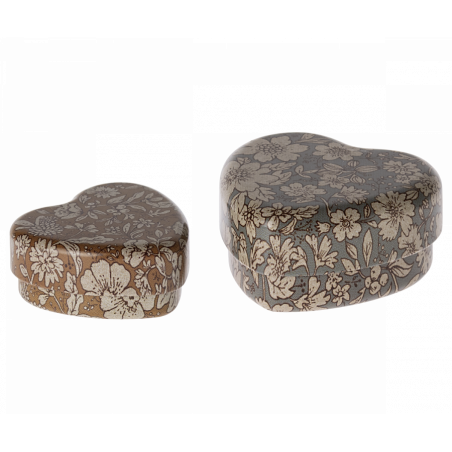 Maileg - 2 pack Hjärtask, Blue/Orcher Blossom