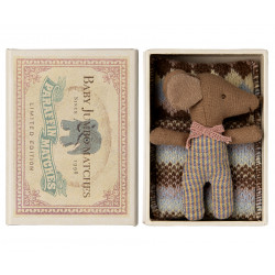 Maileg - Sleepy/wakey babymus i tändsticksask, Rose rutig