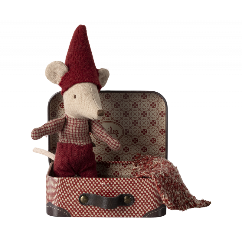 Maileg - Christmas Mouse, babymus i resväska