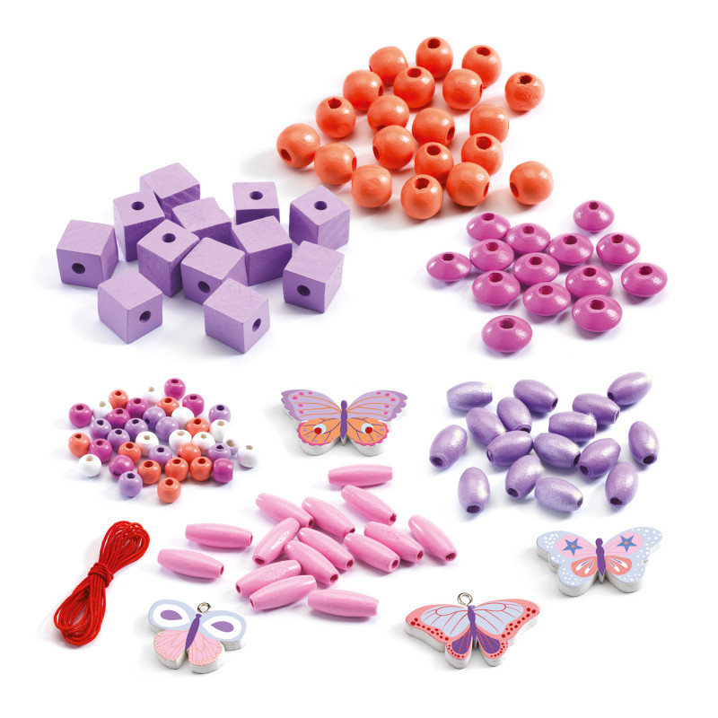 Djeco - Wooden beads, Butterflies
