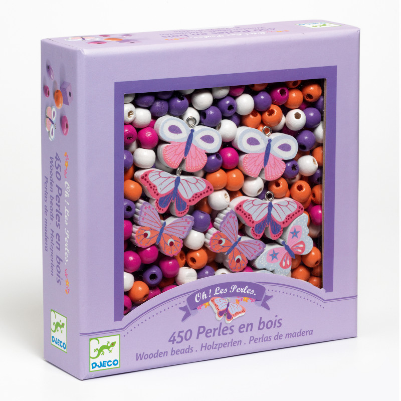 Djeco - Wooden beads, Butterflies