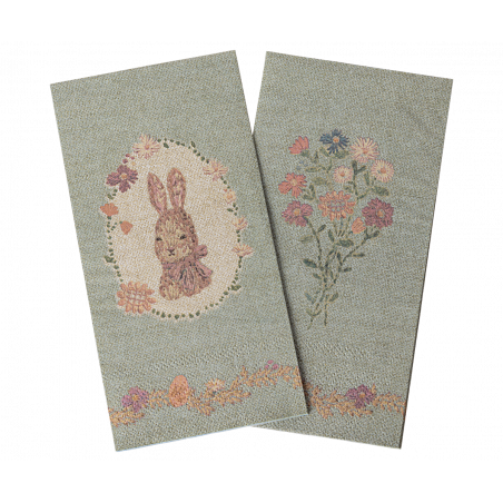 Maileg - Servetter, Lapin de Pâques - Green/Rose
