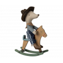 Maileg - Cowboy mouse on rocking horse, Little brother