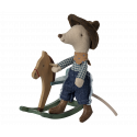 Maileg - Cowboy mouse on rocking horse, Little brother