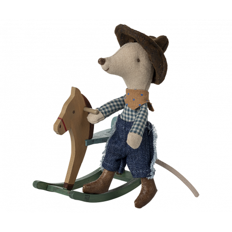 Maileg - Cowboy mouse on rocking horse, Little brother