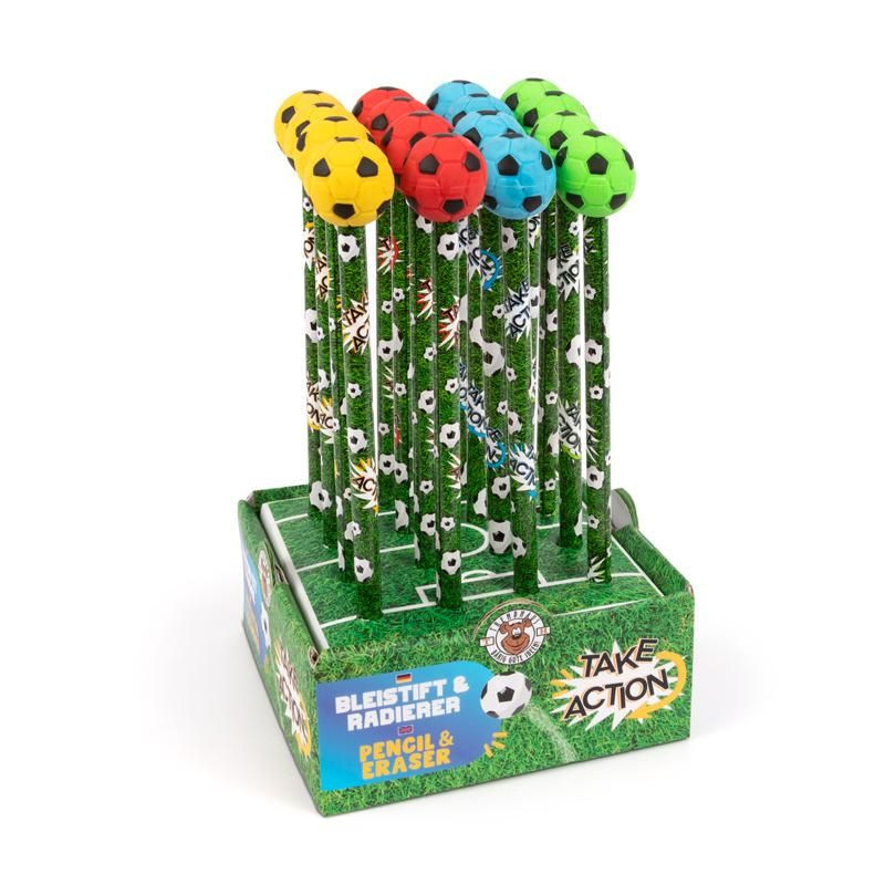 Trendhaus - TAKE AKTION FB Pencils & eraser football, 4 assorted